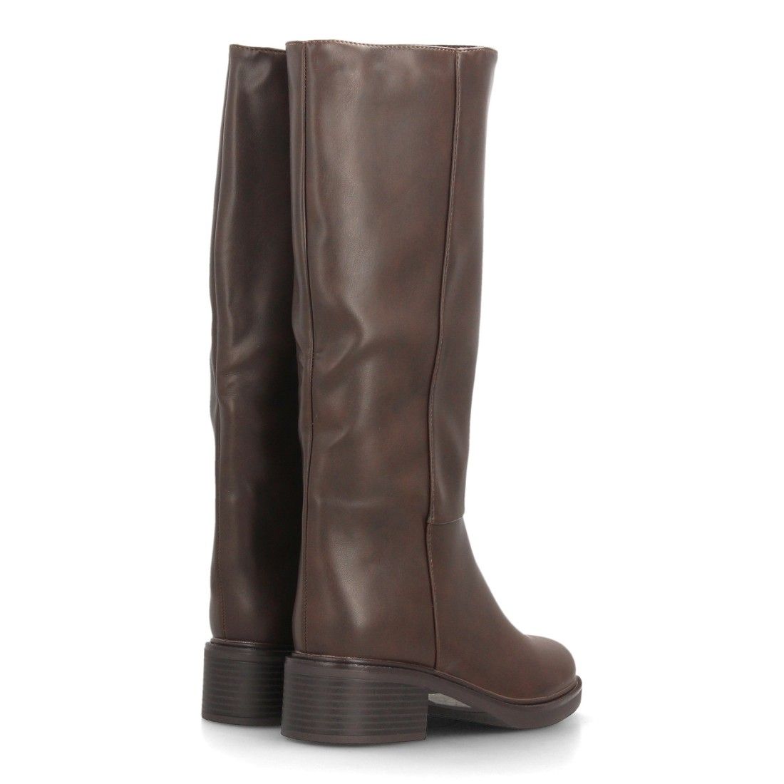 Botas altas clásicas con tacón ancho — 2610 — Marrón - Imagen 5