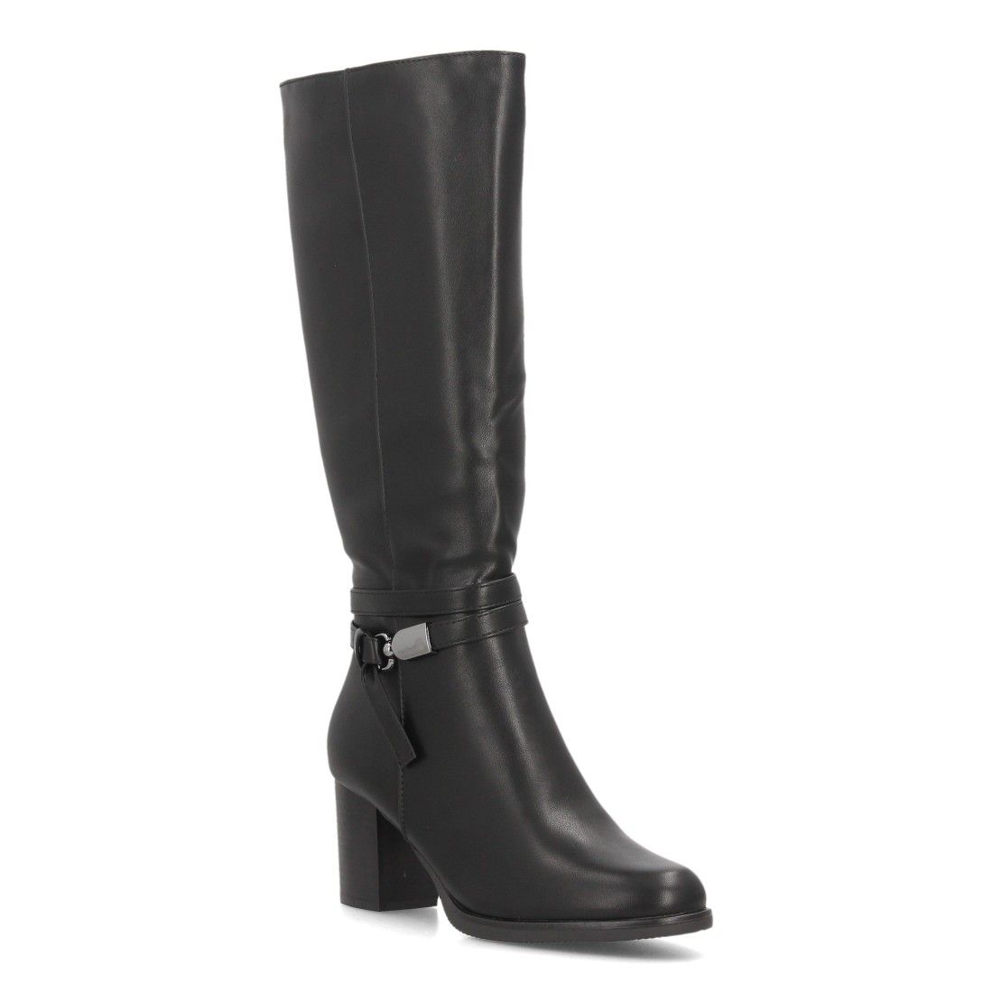 Botas altas elegantes con detalle metálico y tacón — 2607 — Negro - Imagen 3