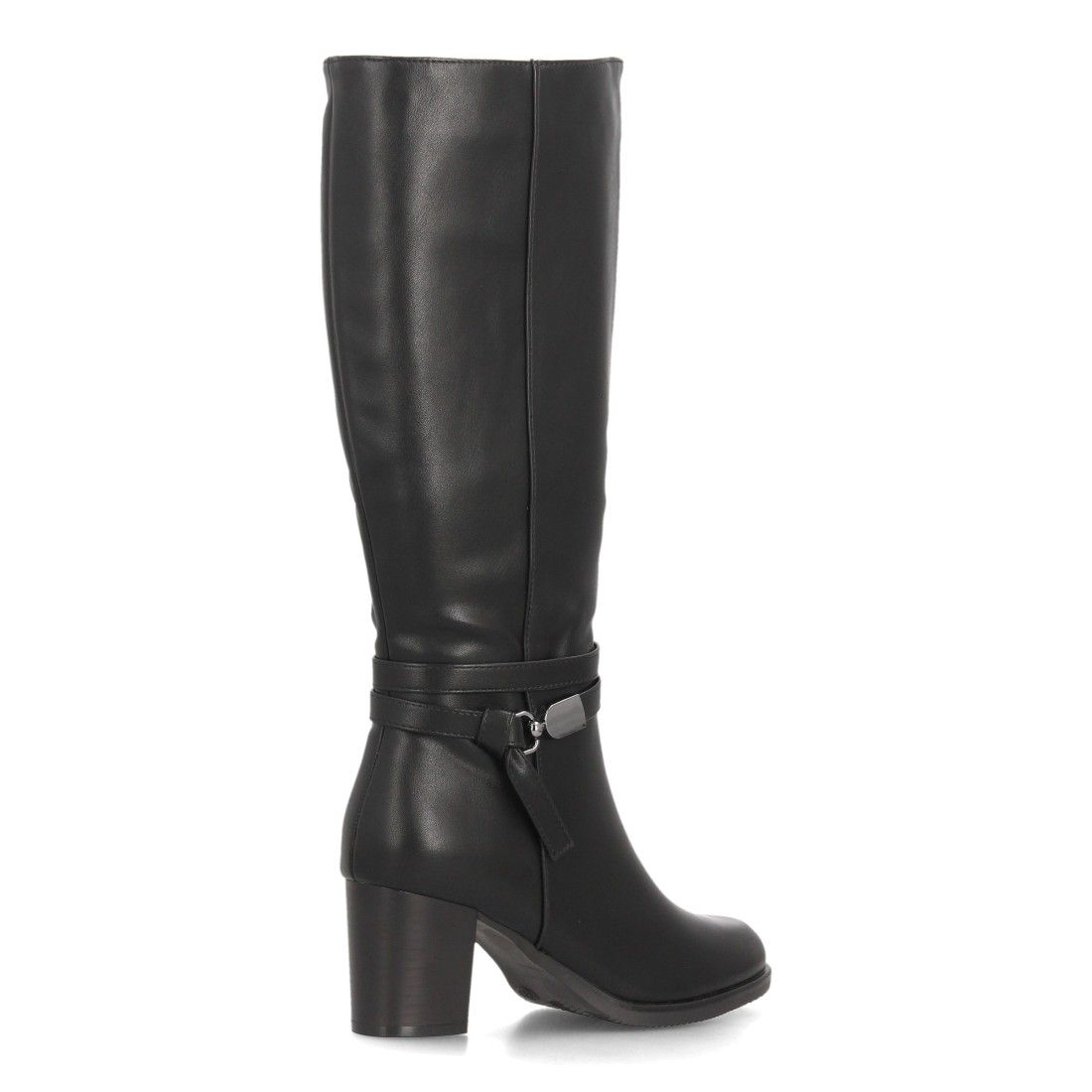 Botas altas elegantes con detalle metálico y tacón — 2607 — Negro - Imagen 4