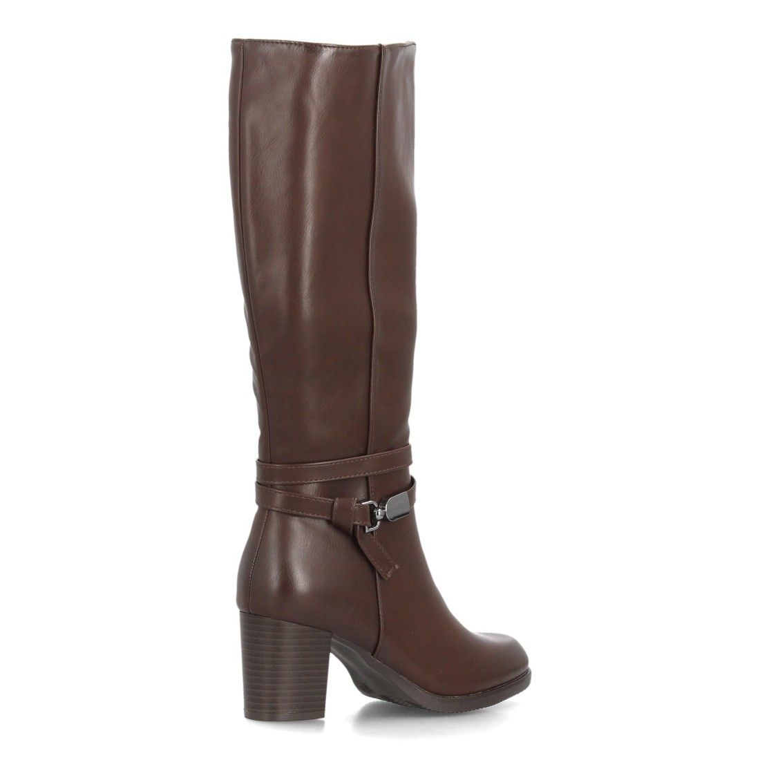 Botas altas elegantes con detalle metálico y tacón — 2607 — Marrón - Imagen 4
