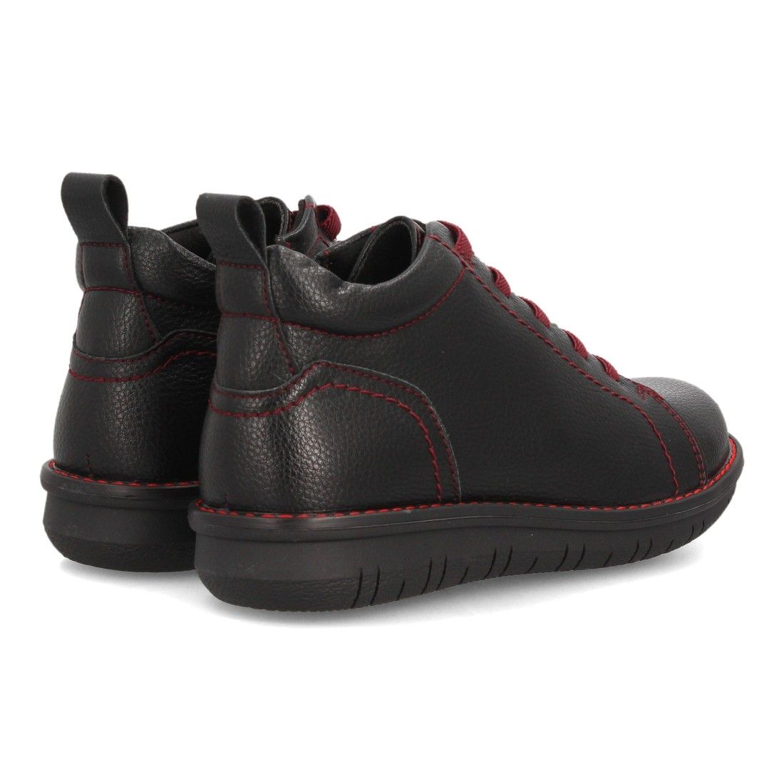 Botín casual para mujer con cierre de cremallera y cordones elásticos — VR6-3392 — Negro - Imagen 5