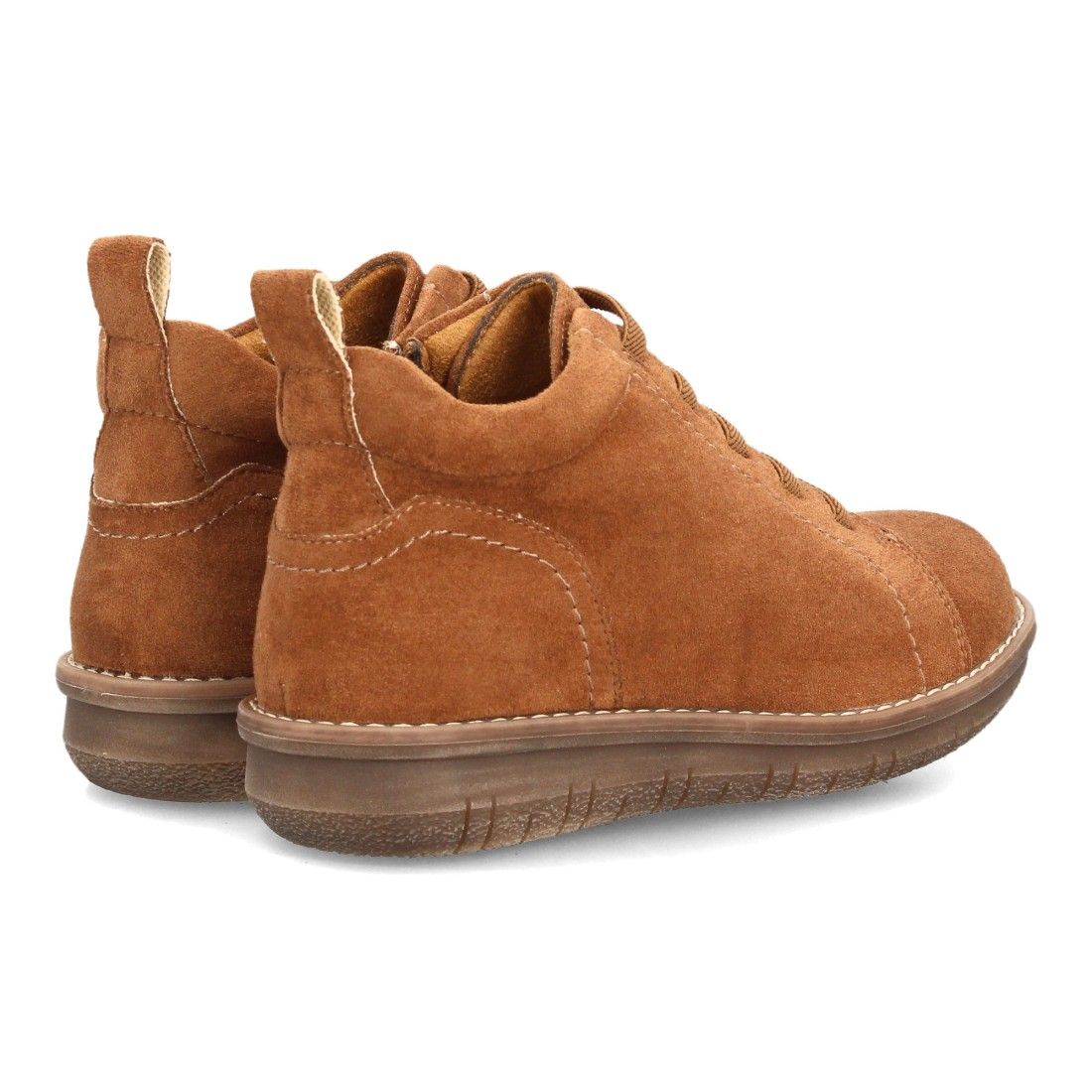 Botín casual para mujer con cierre de cremallera y cordones elásticos — VR6-3392 — Camel - Imagen 5