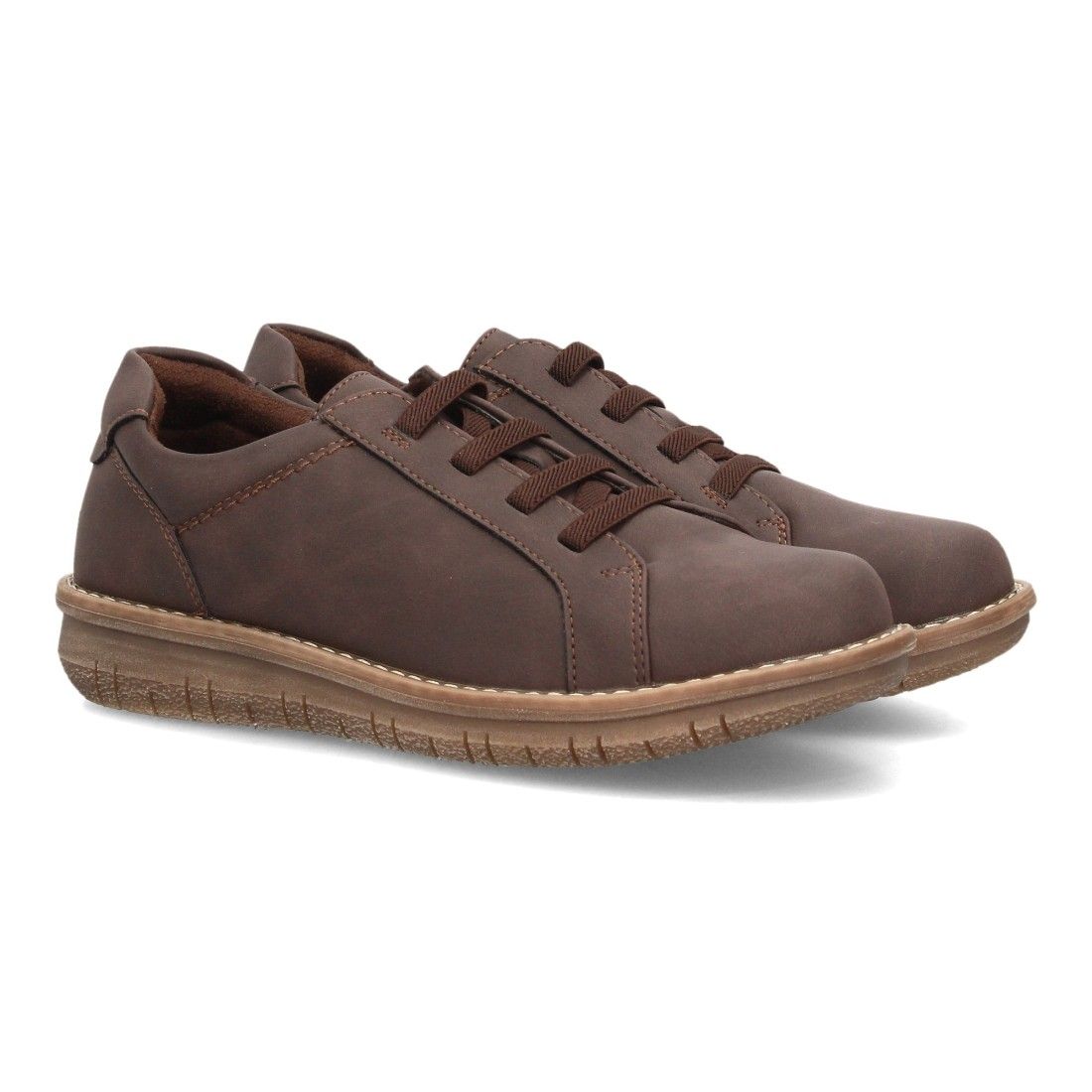 Zapato casual para mujer con cordones elásticos — VR6-3393 — Marrón