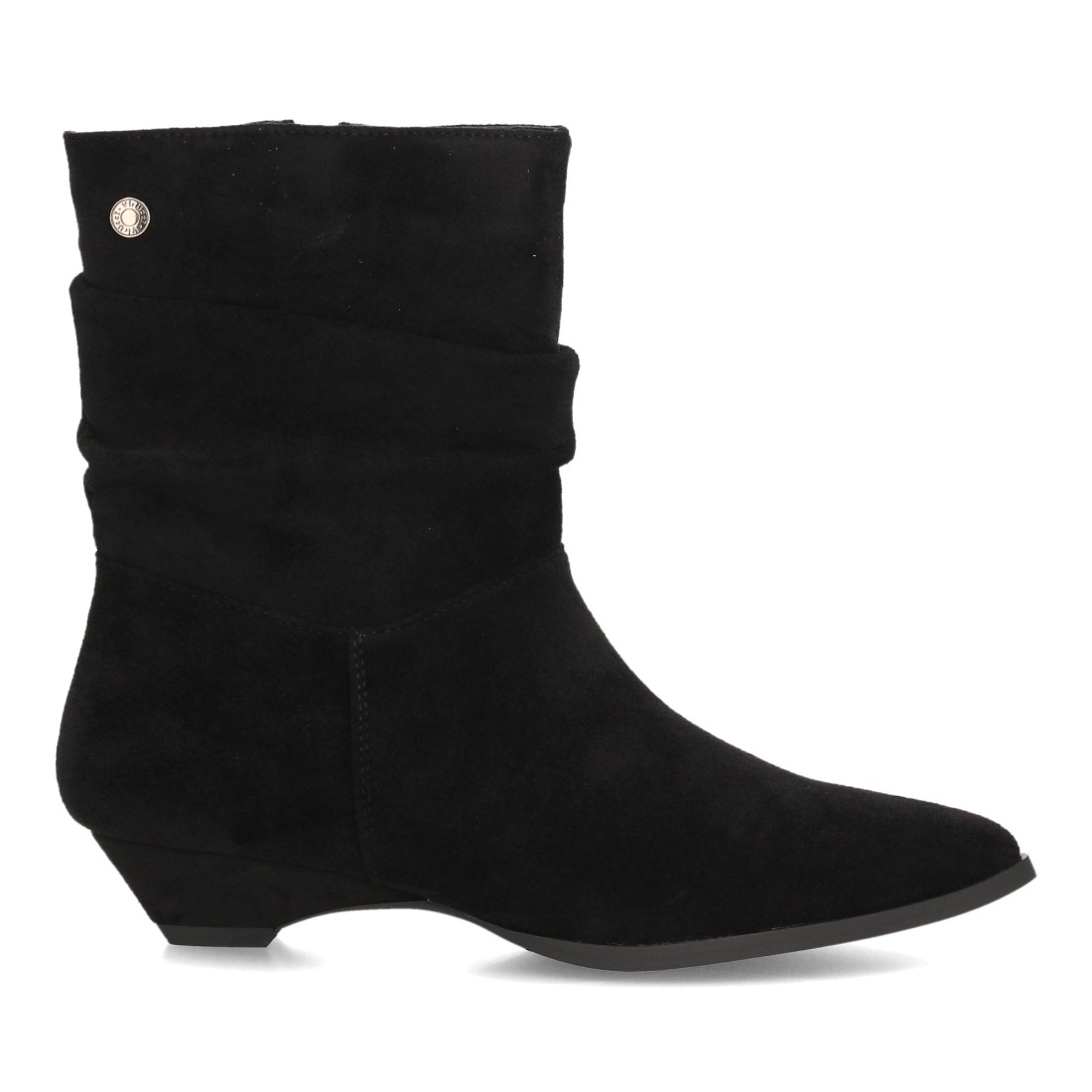 Botines fruncidos de tacón bajo para mujer — VR6-3385 — Negro - Imagen 2