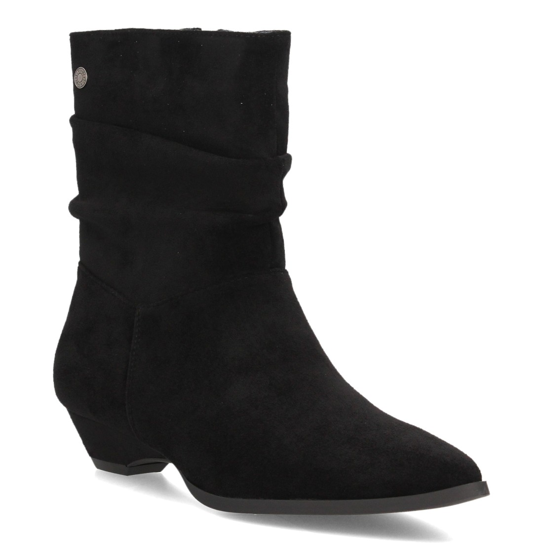 Botines fruncidos de tacón bajo para mujer — VR6-3385 — Negro - Imagen 3