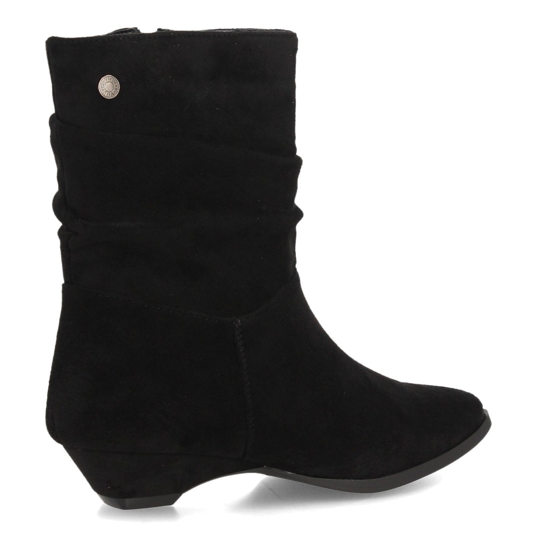 Botines fruncidos de tacón bajo para mujer — VR6-3385 — Negro - Imagen 4