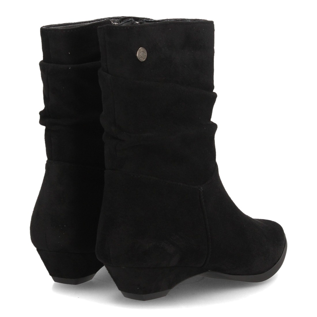 Botines fruncidos de tacón bajo para mujer — VR6-3385 — Negro - Imagen 5