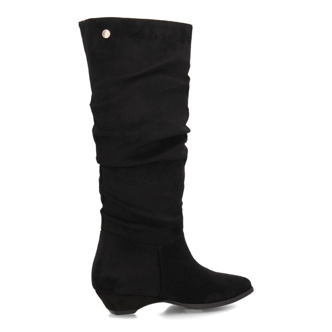 Botas altas fruncidos de tacón bajo para mujer — VR6-3386 — Negro - Imagen 4