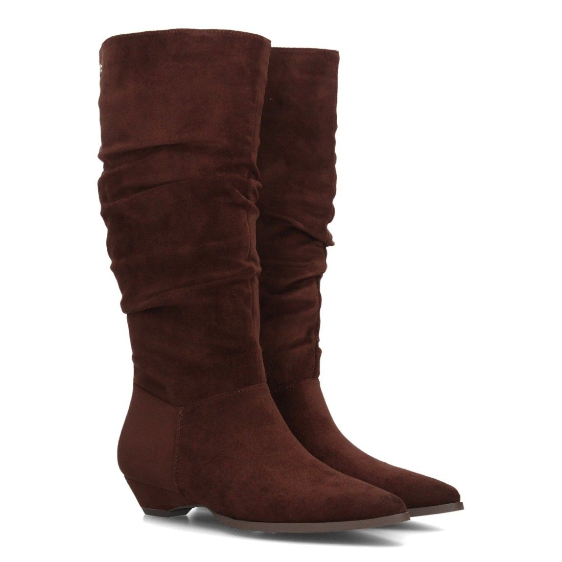 Botas altas fruncidos de tacón bajo para mujer — VR6-3386 — Marrón