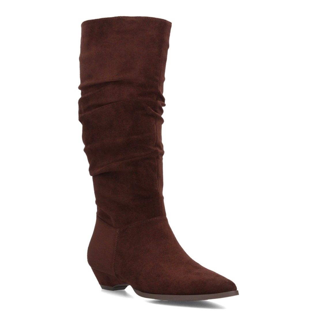 Botas altas fruncidos de tacón bajo para mujer — VR6-3386 — Marrón - Imagen 3