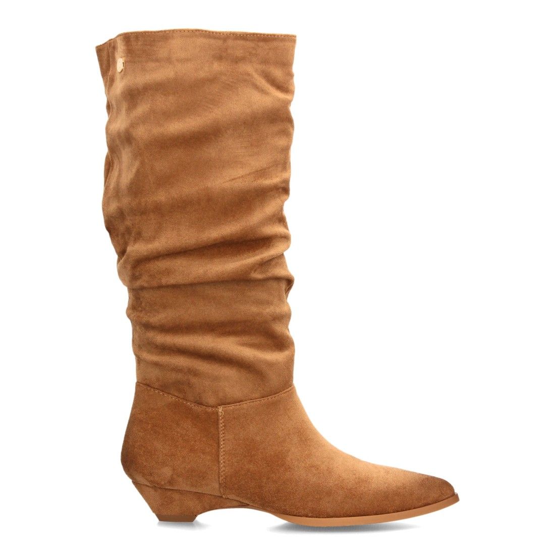 Botas altas fruncidos de tacón bajo para mujer — VR6-3386 — Camel - Imagen 2