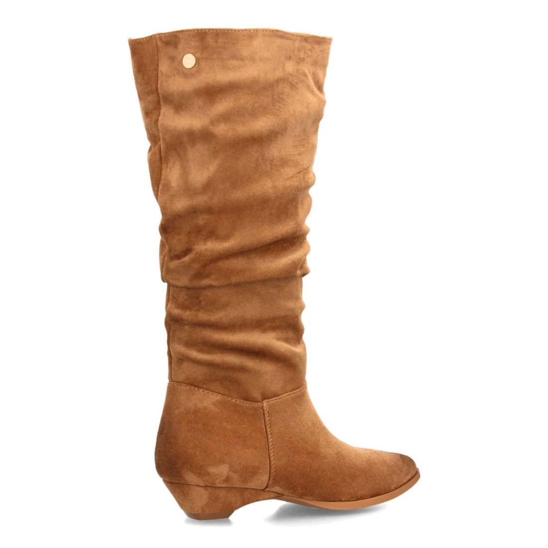 Botas altas fruncidos de tacón bajo para mujer — VR6-3386 — Camel - Imagen 4