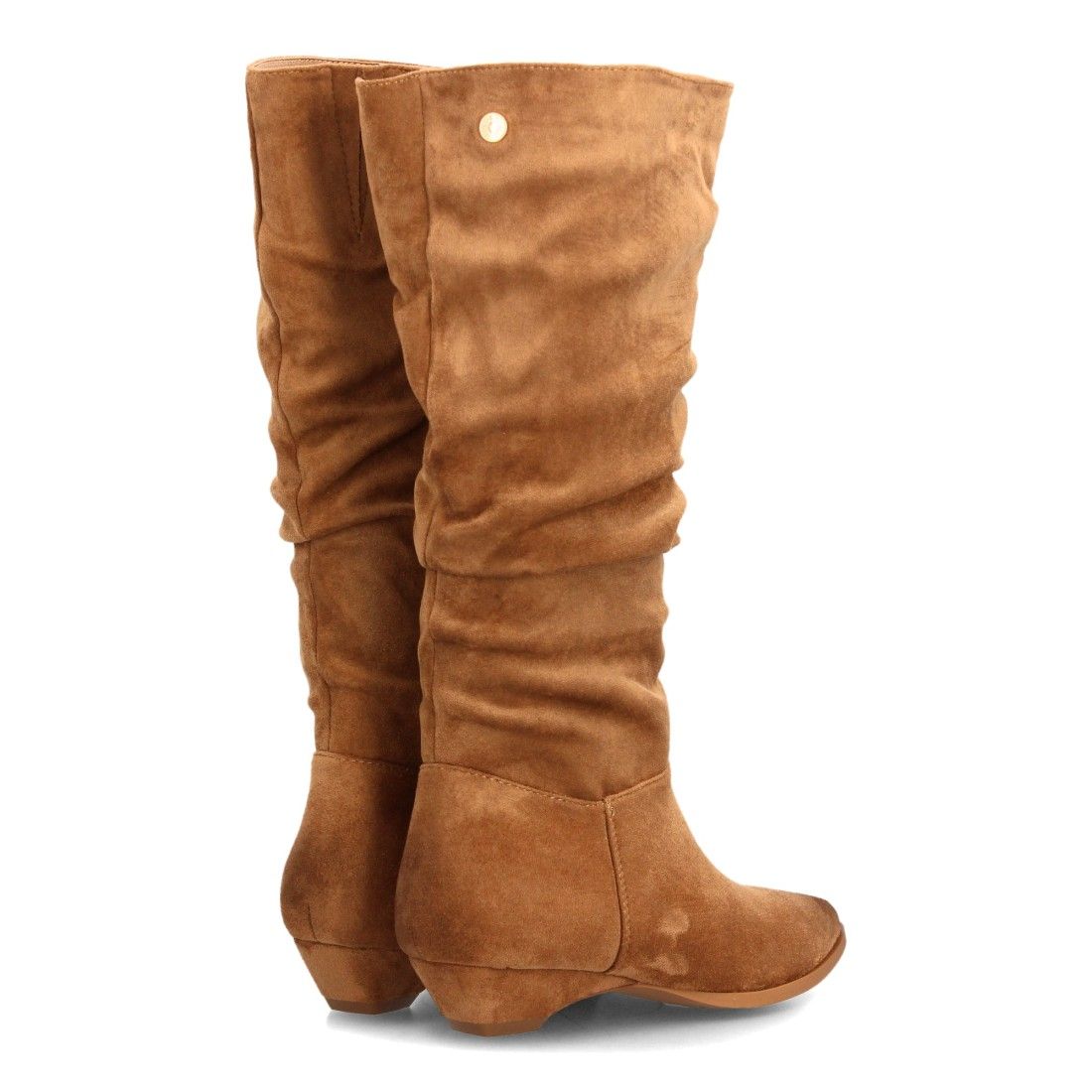 Botas altas fruncidos de tacón bajo para mujer — VR6-3386 — Camel - Imagen 5