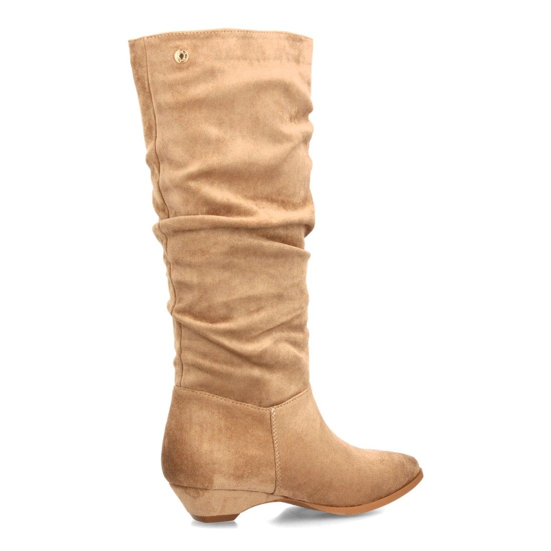 Botas altas fruncidos de tacón bajo para mujer — VR6-3386 — Kaki - Imagen 4