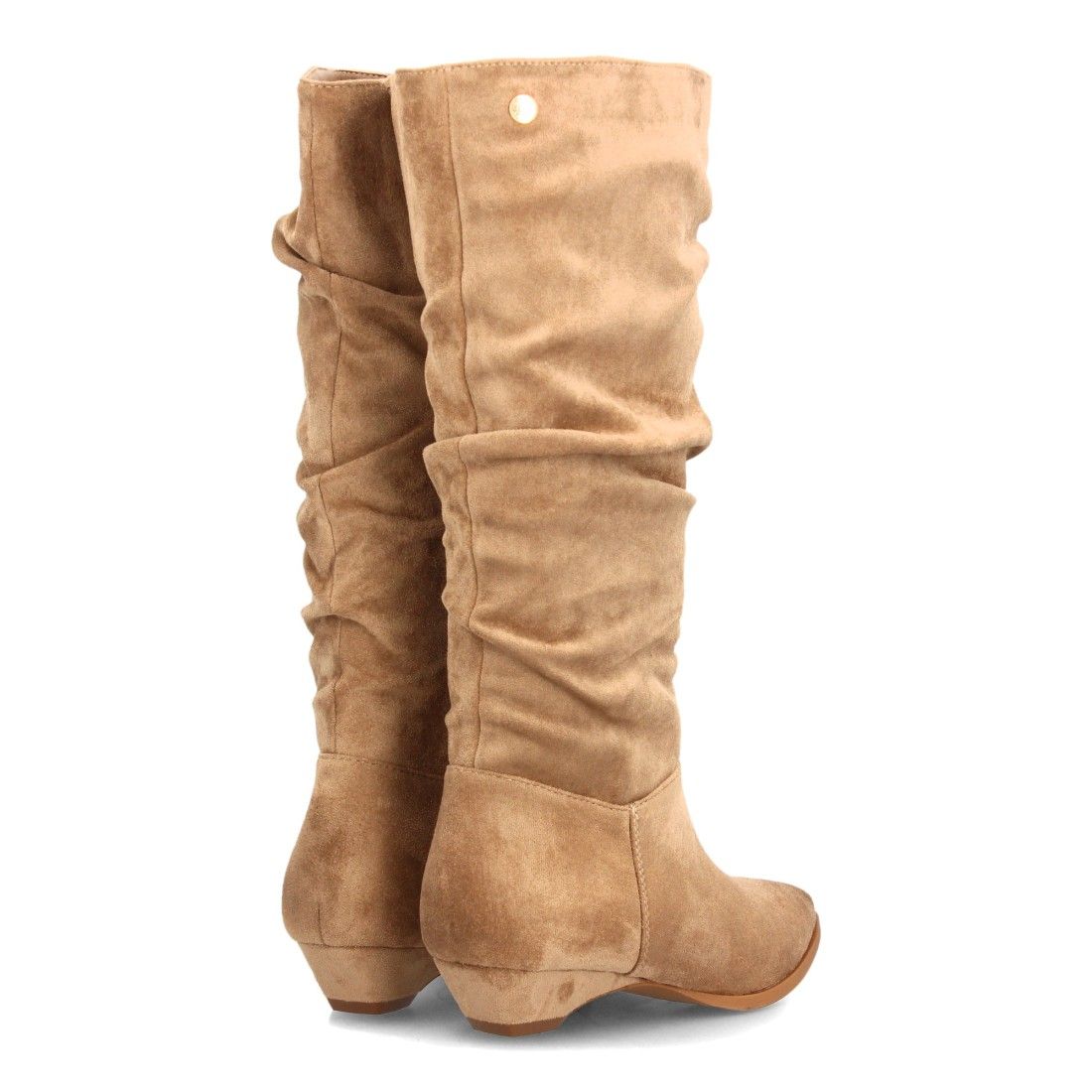 Botas altas fruncidos de tacón bajo para mujer — VR6-3386 — Kaki - Imagen 5