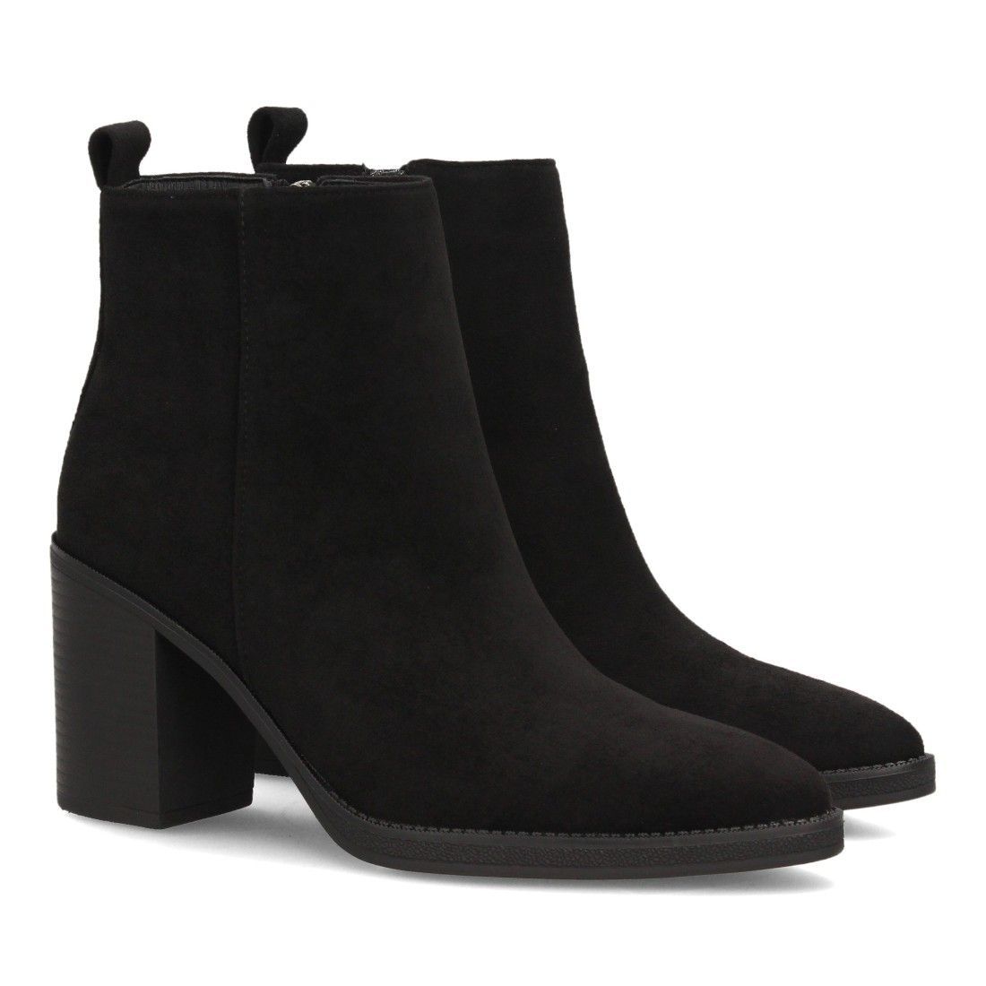 Botines efecto ante con tacón ancho para mujer — VR6-3397 — Negro