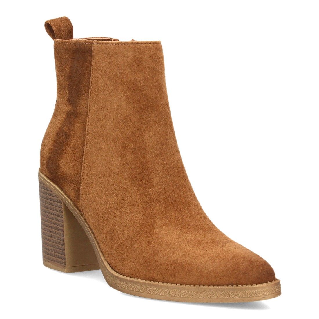 Botines efecto ante con tacón ancho para mujer — VR6-3397 — Camel - Imagen 3